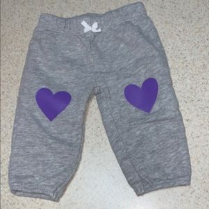 Gray sweatpants with Purple Hearts